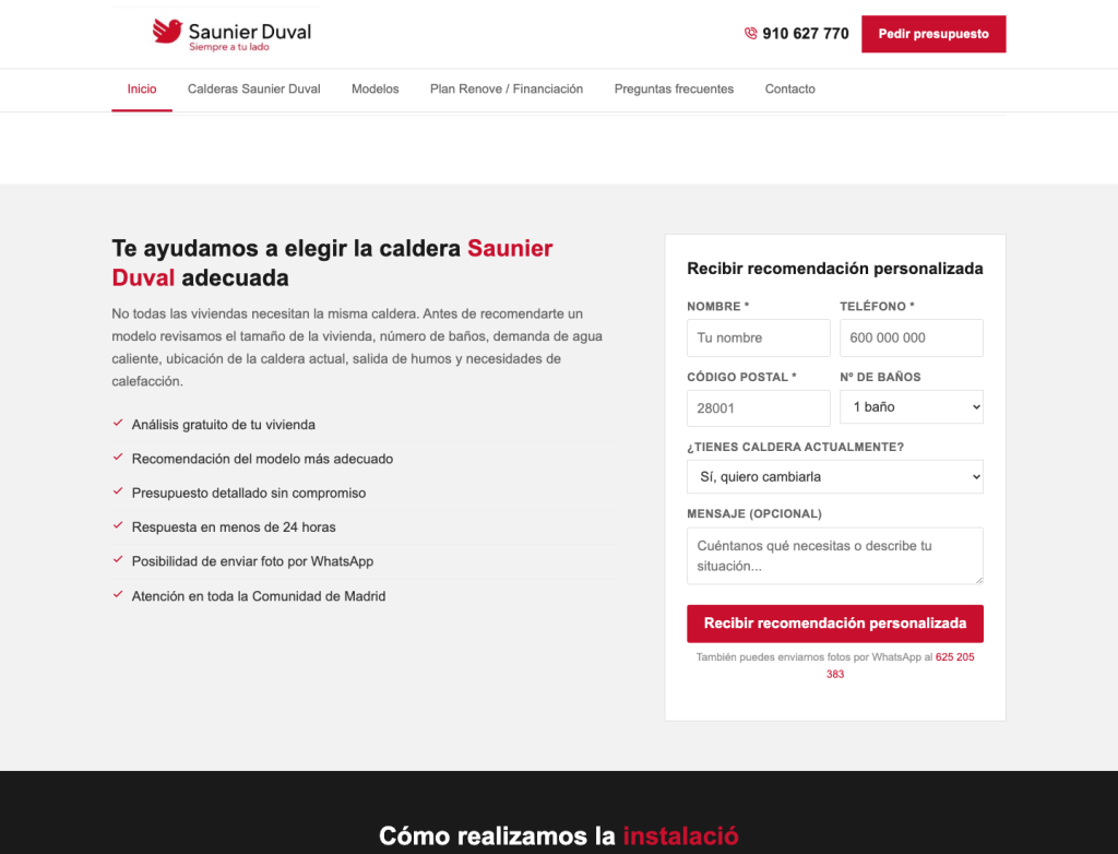 Formulario de asesoramiento personalizado