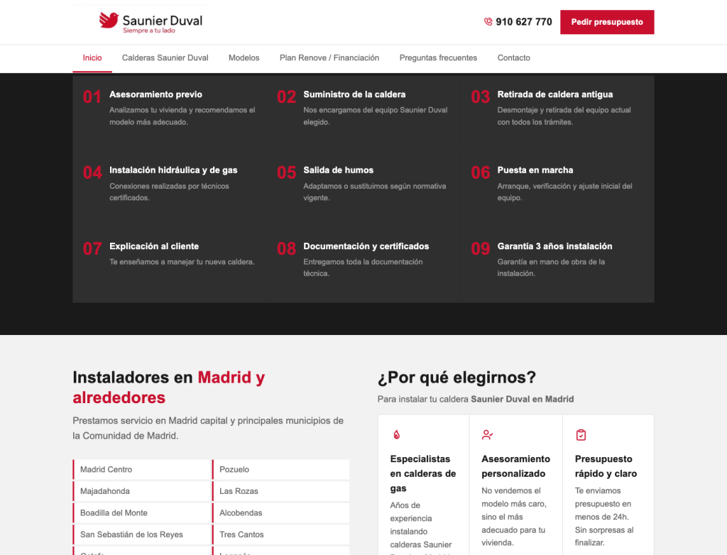 Proceso de instalacion y zonas de servicio