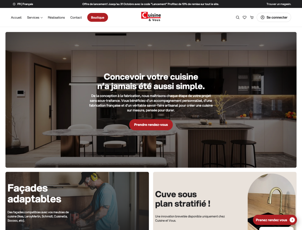 Nuevo diseño web de Cuisine et Vous, con servicios y acceso a su ecommerce a medida.